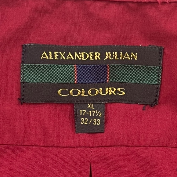 Alexander Julian Colours Shirt XL Burgundy Button Up Single Needle Luxury Men - Picture 5 of 12